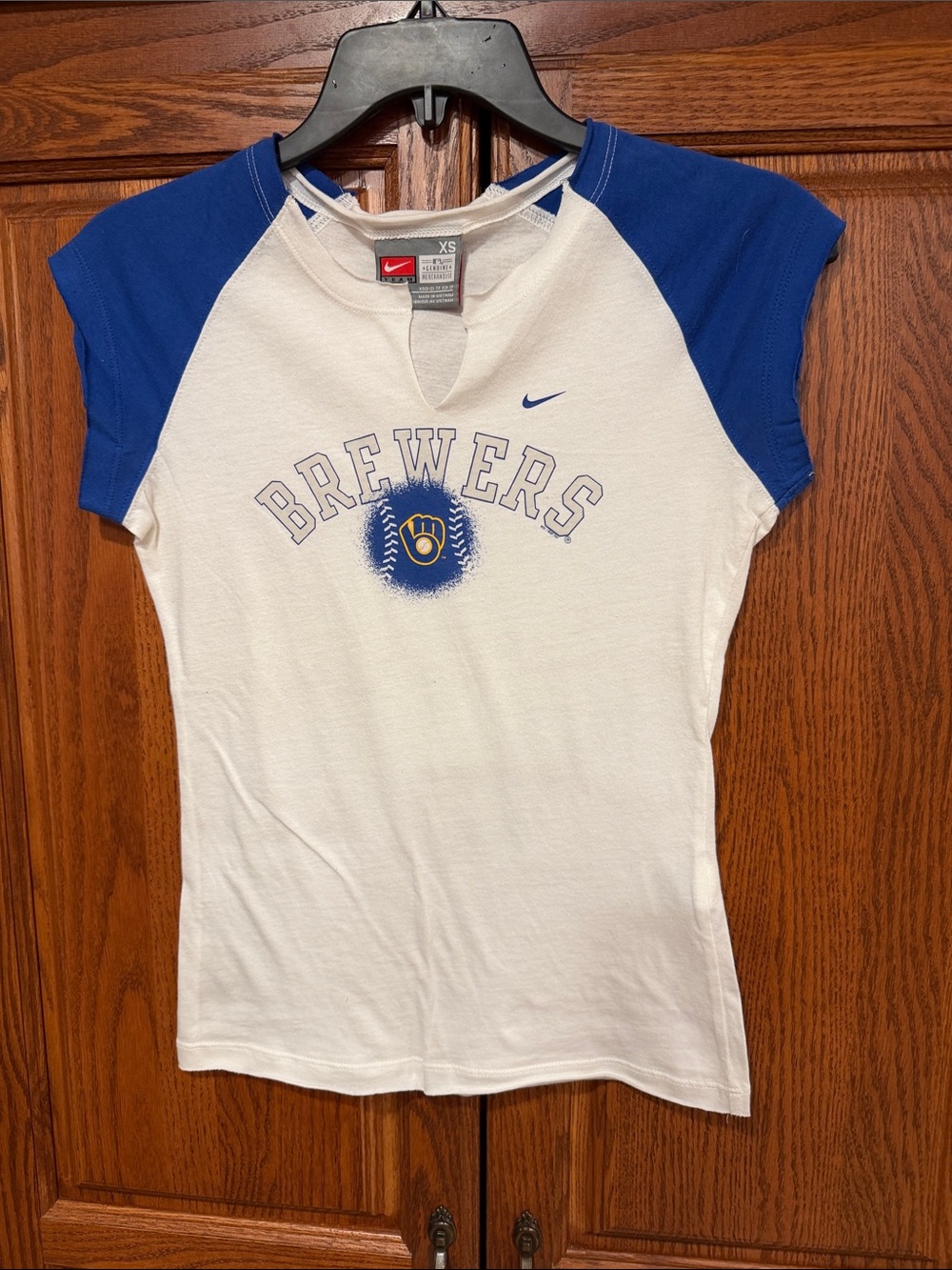 Nike Women’s Brewers Short Sleeve Raglan Tee - White & Blue *NWOT